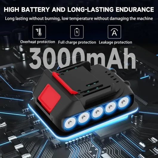 Scie sabre électrique, scie réciproque avec batterie, scie sabre portable avec 2 batteries de 3000 mAh et chargeur, 0-3000 SPM, éclairage LED, scie électrique pour couper le bois, le plastique, le