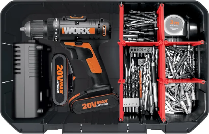 Mallette de Rangement pour Outils Electroportatifs WORX WA0071, Idéal pour Ranger vos Accessoires et Outils de Bricolage, Résistante, Haute Capacité de Stockage, Légère et Compacte