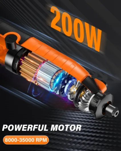 Akdomart Outils Rotatifs Multifonction, 200W Kit Outil Rotatif, outil multifonction avec 135 accessoires, 6 vitesses réglables, 8 000 à 35 000 tours/min, pour graver, percer, couper, meuler