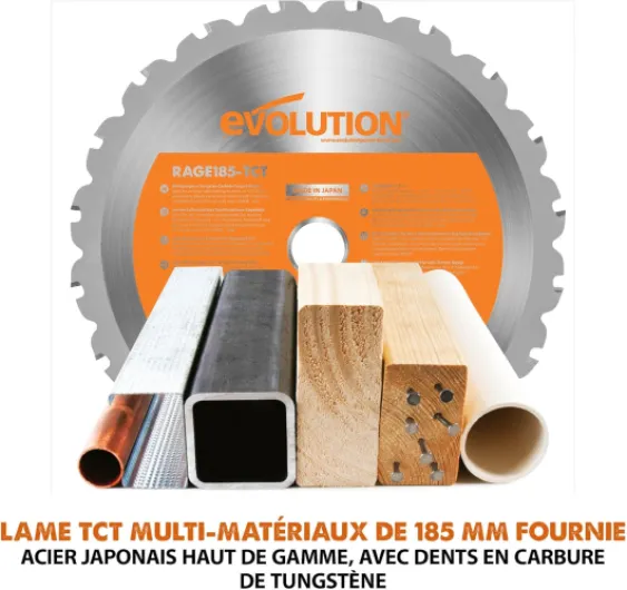 Rage 4 Scie à tronçonner - Multi-matériaux, coupe le bois, le métal, le plastique et plus encore, 185 mm (230 V)