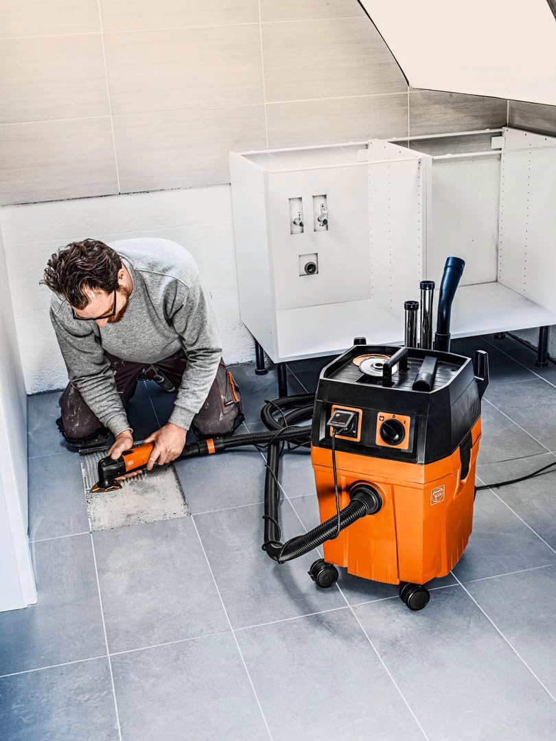 Dustex 35 L, Aspirateur eau et poussières puissant pour le raccordement d'outils électroportatifs en atelier ou sur chantier.Certification classe de poussières L - Sans accessoires