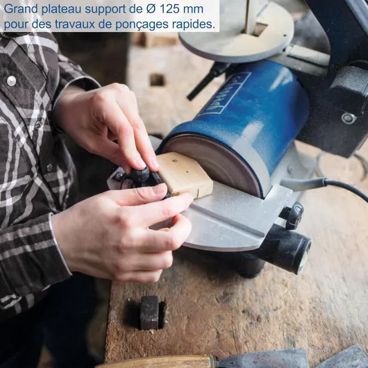 Ponceuse à Bande et à disque BTS700 - Puissance 250W - Longueur de bande 762mm-Largeur 25,4mm - Plateau de Ponçage Ø125mm - Table d'appui réglable de 90°à 45° - Vitesse 816min-1