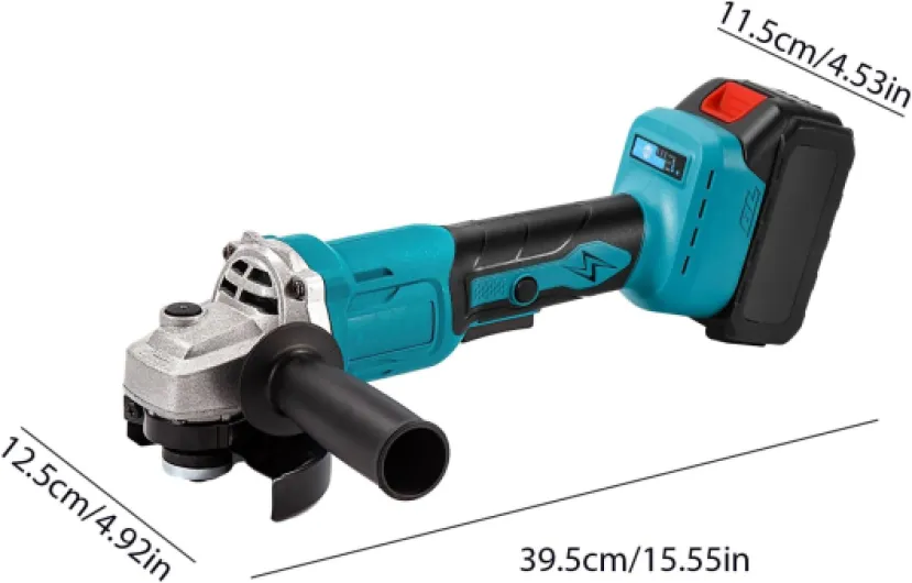Meuleuse d'angle sans fil 125 mm, Meuleuse d'angle 21V 1000W avec 2 Batteries, 3 vitesses,13000RPM Moteur Sans Balais, Disqueuse sans fil pour poncer, couper (2 Batteries)