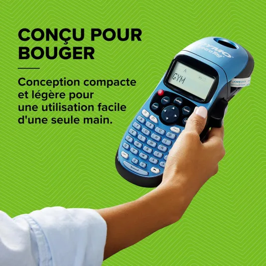LetraTag LT-100H étiqueteuse portative - Imprimante d'étiquettes Autocollant Thermique sans Encre - avec Clavier ABC Bleu LT10pk0H