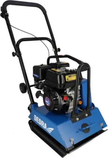Plaque Vibrante DEDRA – Moteur Loncin 196cc 4,1 kW – Force de Compactage 15,5 kN – Poids 85 kg – Taille de Plaque 420x550mm – Tapis Caoutchouc et Roues Inclus pour Pavage et Terrassement