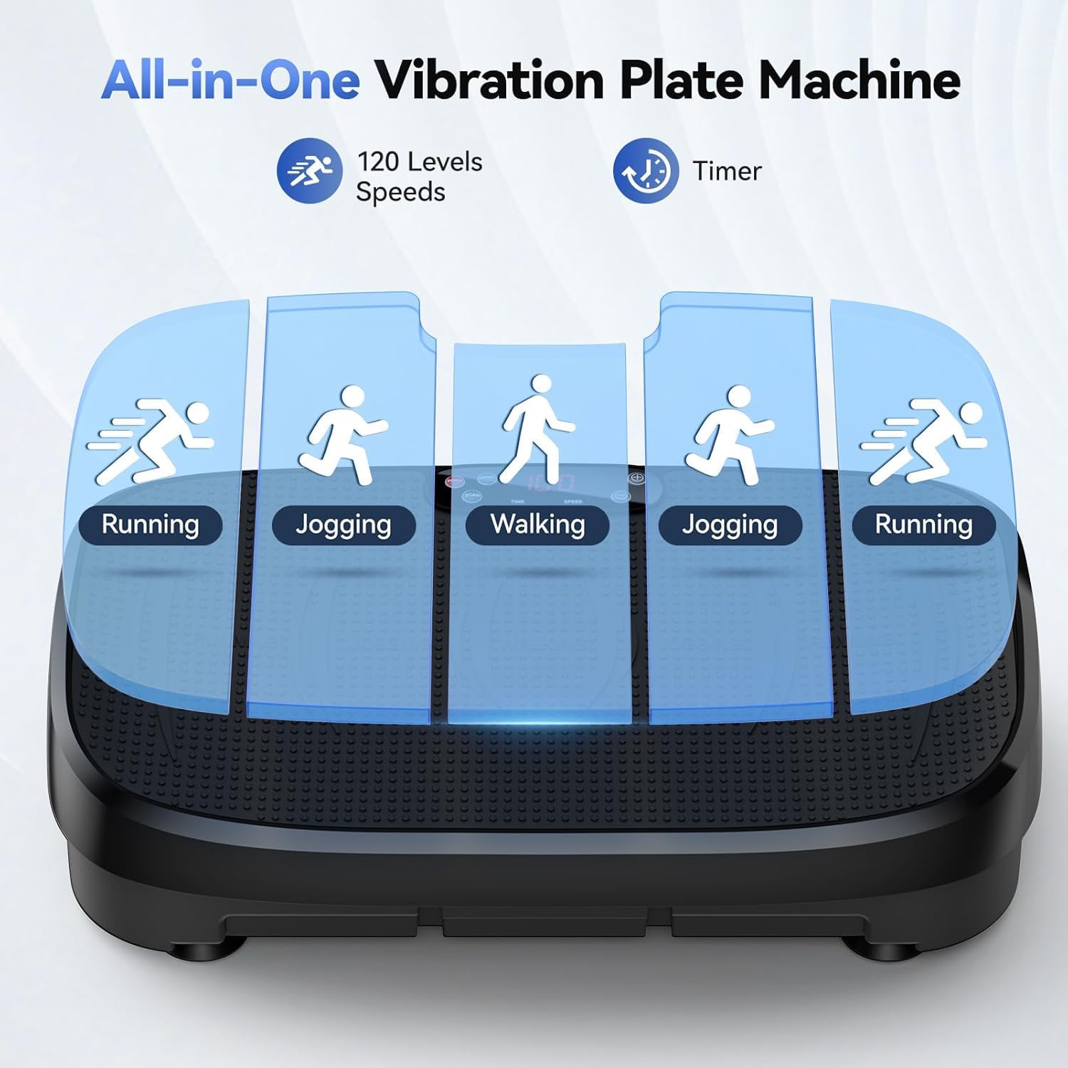 HTM Plateforme Vibrante Courbée pour Fitness, Plateau Vibrant Corps Entier avec Moteur 150W Et Bandes De Résistance, Capacité De Charge 330 Livres, 120 Niveaux De Vitesse, Plaque Vibrante Silencieuse