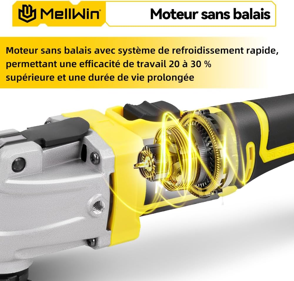 Outil multifonction sans fil avec 2 batteries 21 V, moteur sans balais – 6+3 vitesses, outil oscillant 6000-25000 oscillations/min, angle d'oscillation de 4°, outil de rénovation