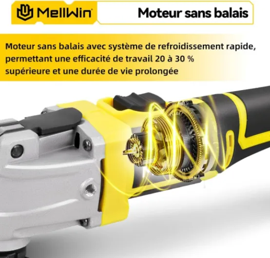 Outil multifonction sans fil avec 2 batteries 21 V, moteur sans balais – 6+3 vitesses, outil oscillant 6000-25000 oscillations/min, angle d'oscillation de 4°, outil de rénovation