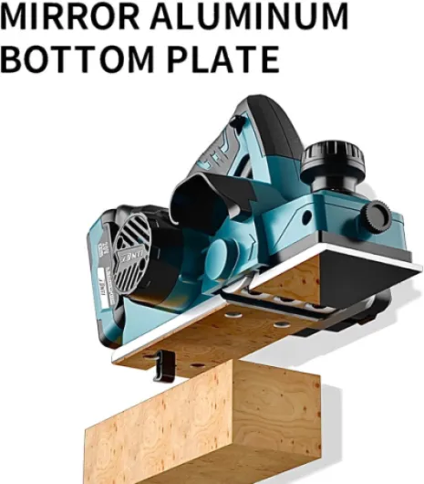 DNTI Rabot portatif sans fil sans charbon Rabot sans fil 15000 tr/min Largeur de Rabotage 82mm et Profondeur ajustable de 0 à 2mm, Raboteuse à Main électrique pour menuiserie et bricolage de meubles DC501
