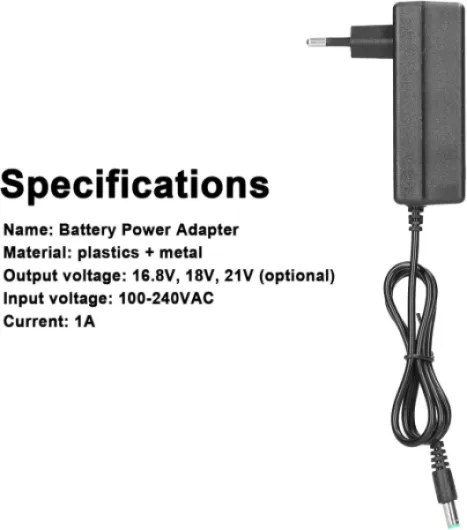 Chargeur Batterie Lithium 16.8V 18V 21V Charge Rapide Protection Multiple,Adaptateur pour Outils Electriques avec LED Indicateur Compact 10cm/3.9inch pour Usage Multiple (18V)
