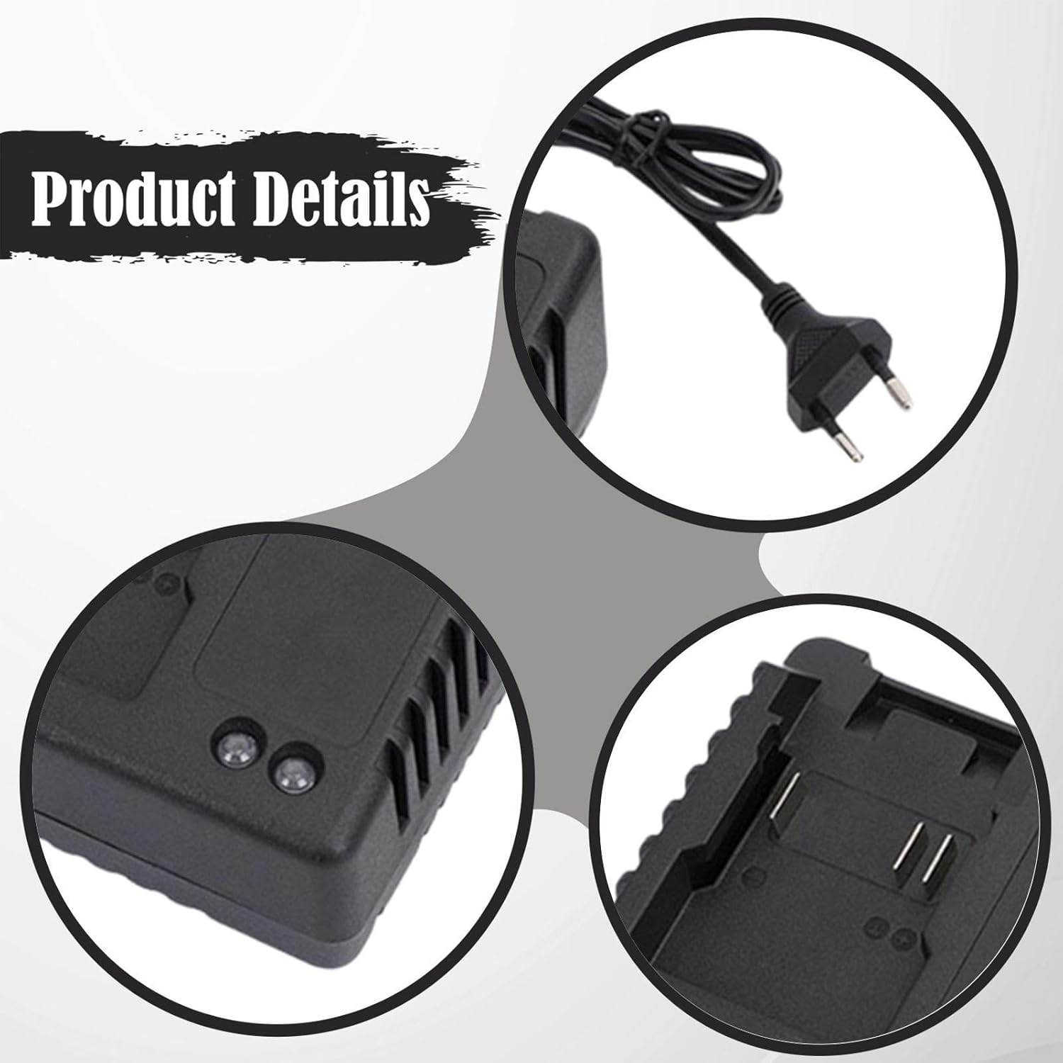 Chargeur Rapide pour Batterie Lithium-ION 21 V avec Indicateur Lumineux, Chargeur de Remplacement, Refroidissement, Compatible avec Accessoires d'Outils Électriques et Prises UE