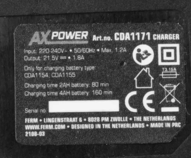 AX-Power - Chargeur Rapide 20V - Base de Charge Rapide
