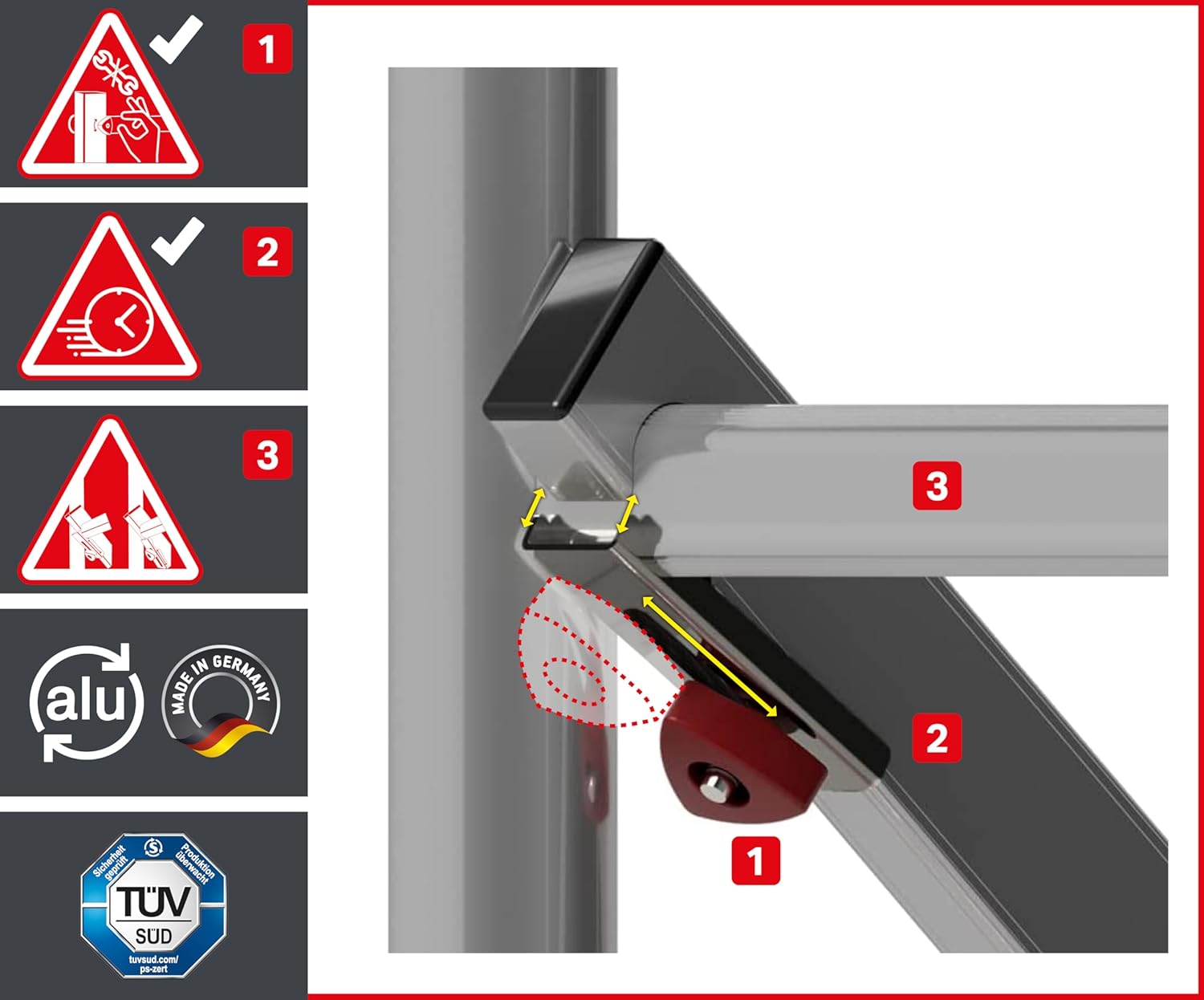 ALTEC Rollfix 1.0 700 - 7 m Ah - Roues (Ø 125 mm) - Traverse standard - Fabriqué en Allemagne - TÜV - Charge maximale 200 kg/m² - Échafaudage de travail en aluminium
