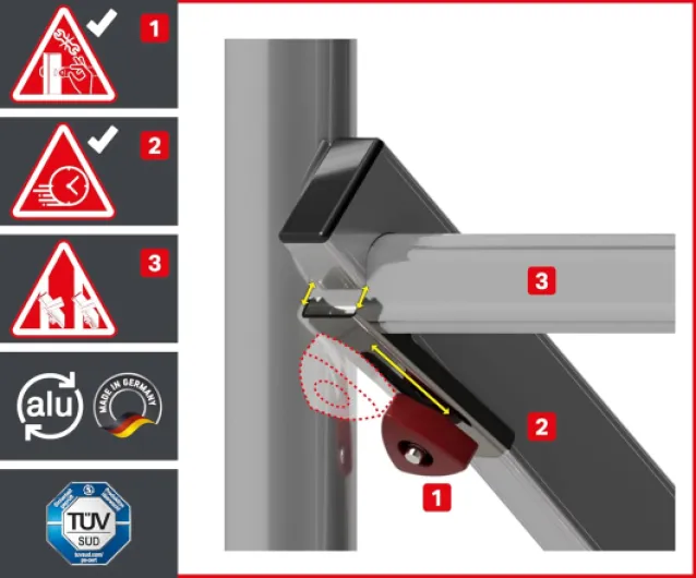 ALTEC Rollfix 1.0 700 - 7 m Ah - Roues (Ø 125 mm) - Traverse standard - Fabriqué en Allemagne - TÜV - Charge maximale 200 kg/m² - Échafaudage de travail en aluminium