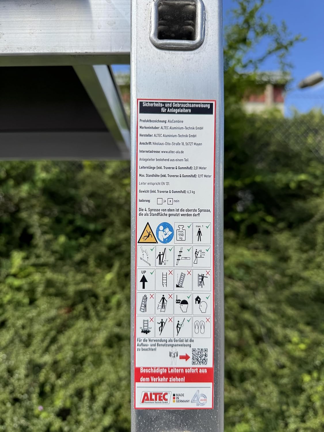 ALTEC AluCombine 3.0 - Échafaudage roulant en aluminium avec traverse, 4 roulettes pivotantes freinables et ancrage mural - Échafaudage de montage - Échelle simple (4 m)