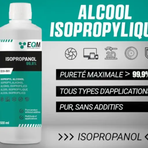 Test EQM ECO-301 (alcool isopropylique 99,9%) : le bidon simple qui fait le job pour l’électronique et l’impression 3D