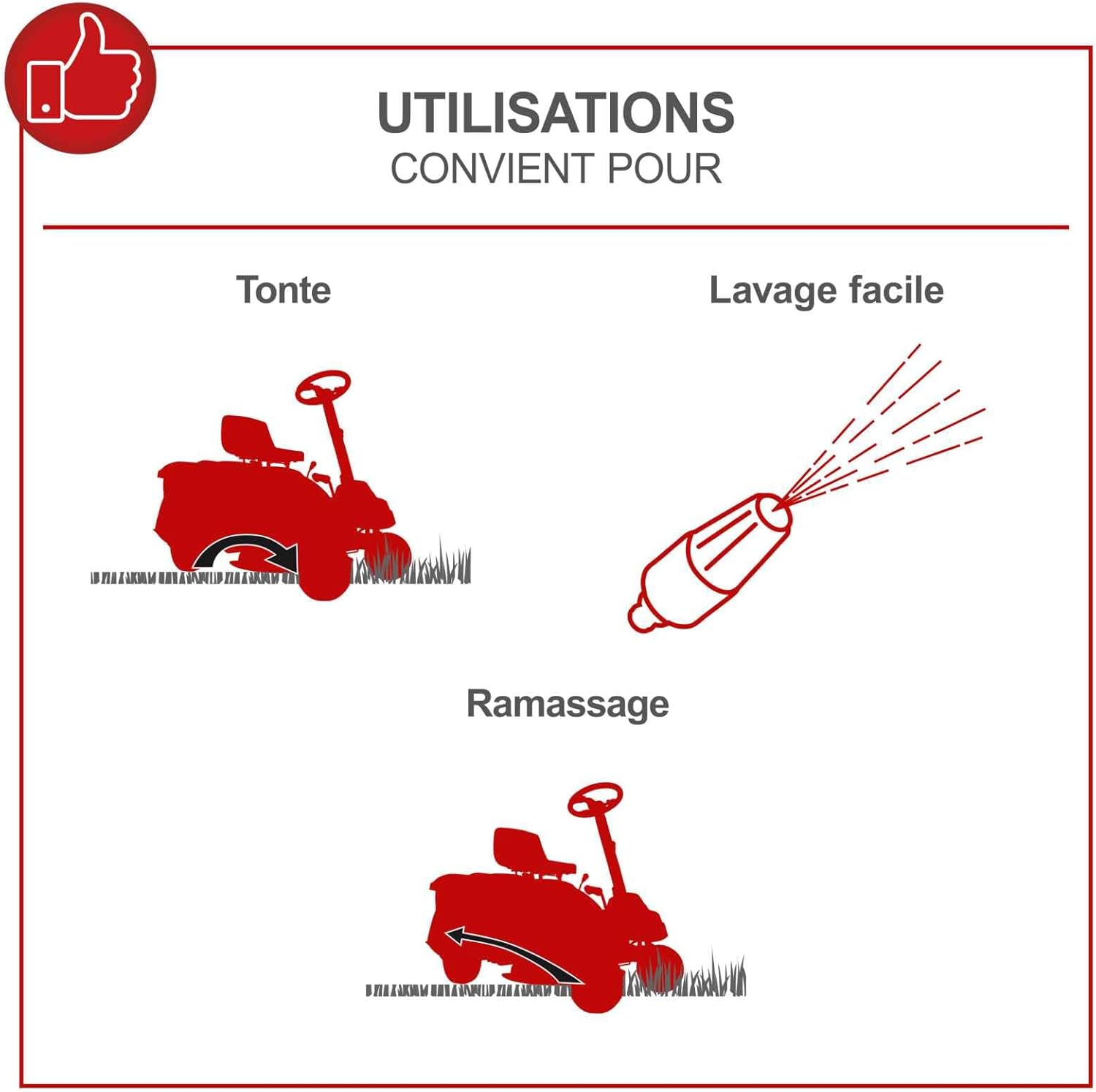 Tondeuse autoportée TMR452-98H-RD - Moteur 4 Temps 12.5 CV - 452 cm3 - Transmission Automatique hydrostatique - Largeur de Coupe 98 cm - 5000 m² - Hauteur de Coupe 30-90 mm - bac 245 L