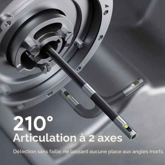 Double Objectif 210° Camera Endoscopique, Endoscope HD 1080P de 4,3", Articulation Bidirectionnelle, Éclairage LED, Sonde Fine de 8 mm, Tube Flexible Étanche IP67 de 1,5 m pour Inspections DS650DL-1.5m
