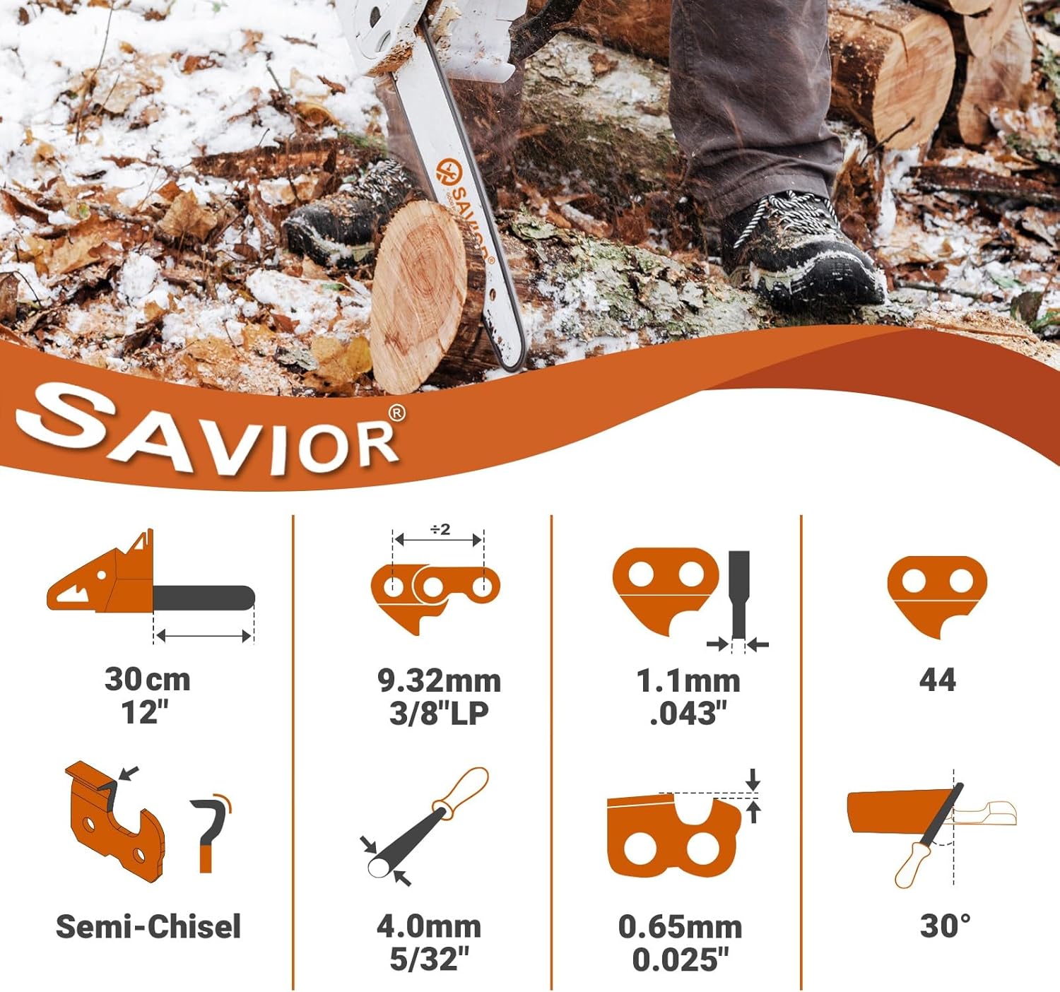 Lot de 3 Chaînes de Tronçonneuse pour Guide 12"(30 cm) - 3/8"LP 44 maillons 1,1 mm - Compatible pour Stihl MS170 MSE170C 3/8"LP 0.043" 44TG 12" X3
