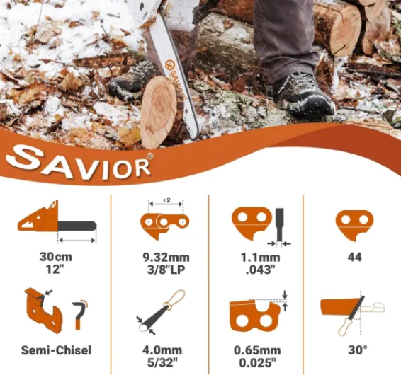 Lot de 3 Chaînes de Tronçonneuse pour Guide 12"(30 cm) - 3/8"LP 44 maillons 1,1 mm - Compatible pour Stihl MS170 MSE170C 3/8"LP 0.043" 44TG 12" X3