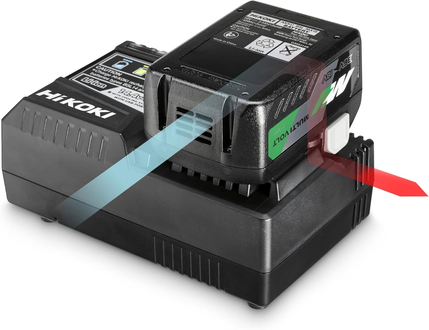HiKOKI UC18YSL3WHZ - Pack Énergie Multi Volt : 2 Batteries BSL36A18X (18V 5,0Ah / 36V 2,5Ah) + Chargeur Rapide UC18YSL3, Temps de Charge 32 Min, Port USB