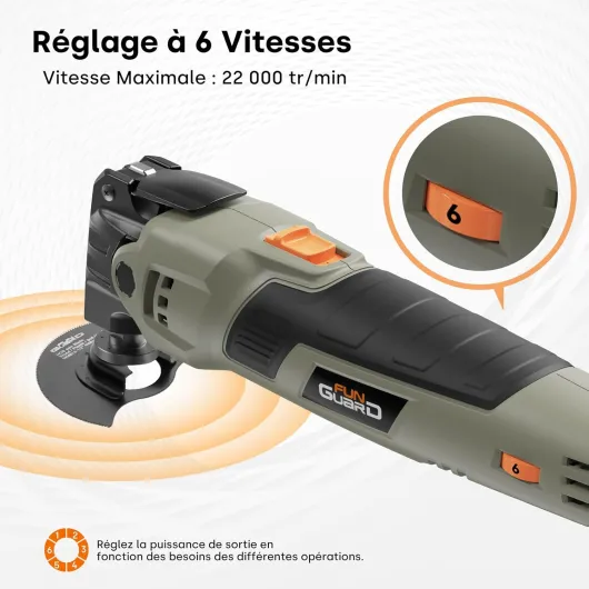 400W Outil Multifonction, 6 Vitesses Variables 15000-22000RPM, Angle Oscillant 4.5 °, 38 Accessoires, Scie Oscillante pour Couper, Poncer, Gratter, Scier