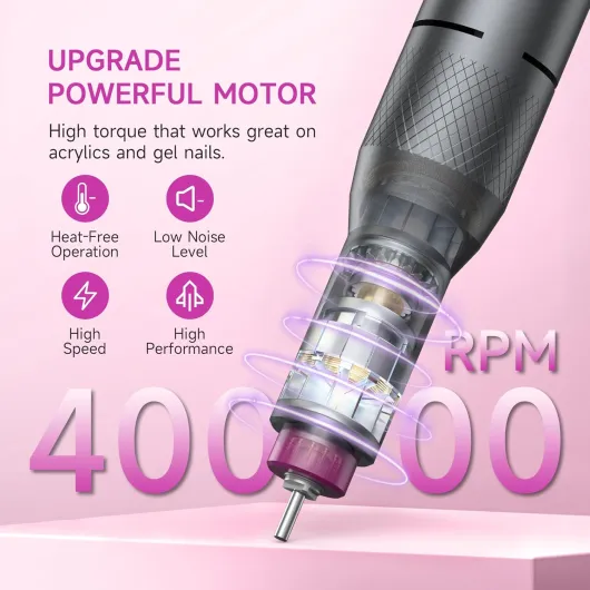HALMAI Ponceuse pour ongles professionnelle, Lime à ongles portable en gel acrylique, Ponceuse à ongles sans fil rechargeable 40000RPM, HMC320, machine à ongles de qualité salon(Gris Foncé)
