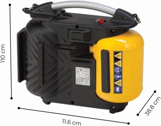Stanley Compresseur DN200/10/5 - Compresseur à Air 10 Bar - 5L - 180L/Min - Compresseur à Air Portatif avec Poignée et Sangle de Transport - Jaune 5 L / 10 bar