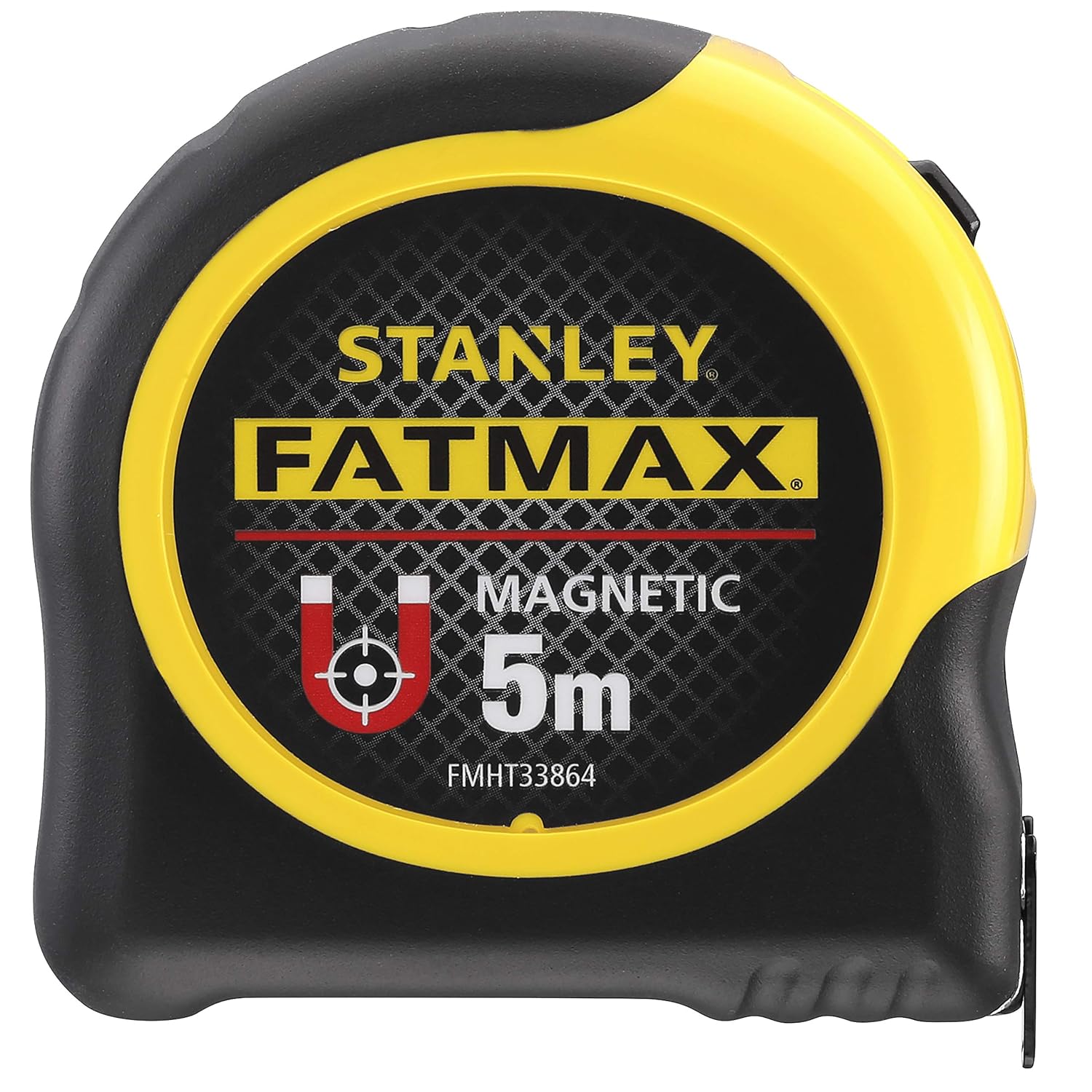 STANLEY Fmht0-33864 mètre Ruban magnétique 5m Gamme FATMAX - Ruban Large - Revêtement Blade Armor Thermoplastique et mylar Anti Abrasion et Anticorrosion - Position Zéro Réel - Boiter Bi matière