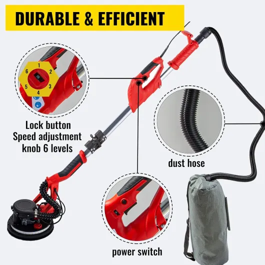Ponceuse Orbitale Filaire 850W Ponceuse Girafe Électrique Ponceuse Excentrique Filaire à Led Éclairage Complet à 360 ° Convient au Meulage bandeau LED 360°
